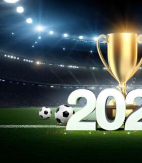 World Cup 2026 Close Protection Mexico City concept featuring golden trophy with 2026 text and soccer balls in a brightly lit stadium